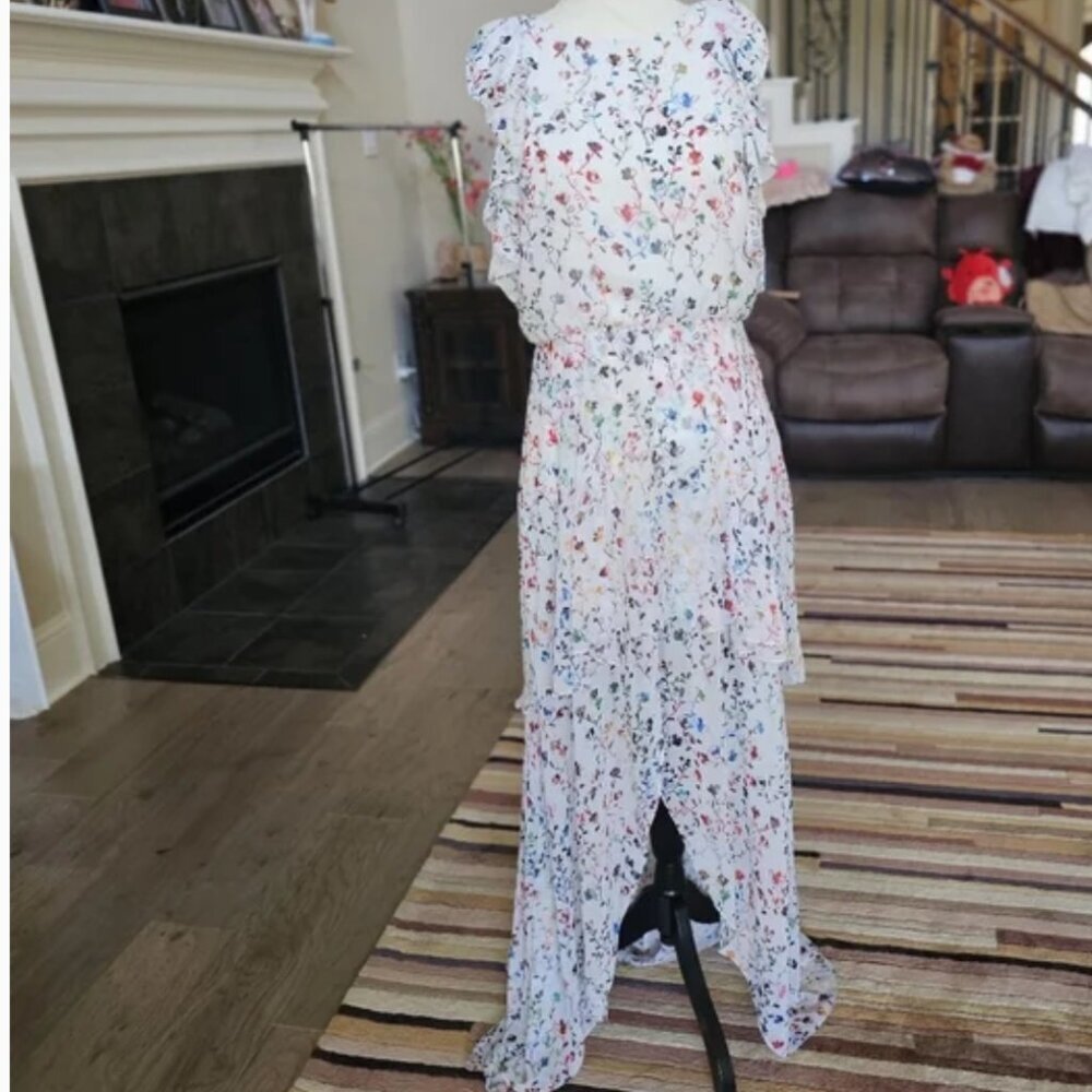 Monique Lhuillier floral romantic fairy  dress gown 10 - Picture 5 of 14